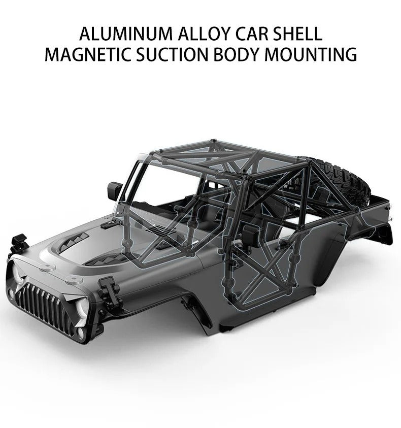 MJX Hyper GO H12Y - 1:12 4WD Brushless RC Crawler, 3650 3500KV Motor, 45A Waterproof ESC, Aluminum Alloy Body Shell, 20KG Metal Gear Servo, Oil-Filled Shocks, 2.4GHz 4CH Radio description image 4