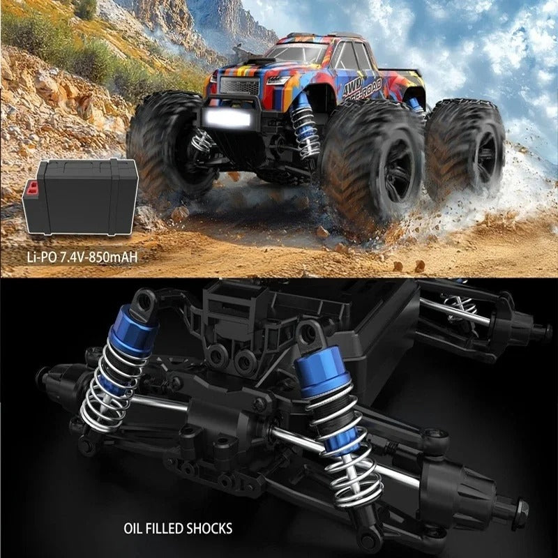 MJX Hyper Go 20208 - 1:20 4WD Brushless RC Monster Truck, 1806 4400KV Motor, 35A ESC, 39km/h, 7.4V 850mAh LiPo Battery, Oil-Filled Shocks, Metal Differential, 2.4GHz Radio, LED Lights description image 4