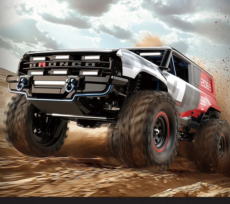 MJX Hyper Go H18P - Ford Bronco R Baja1000 1:18 4WD Brushless RC Crawler, 1606 4200KV Motor, 15A ESC, 3-Mode FWD/4WD/DIG, ABS Body, 2.4GHz 4-Channel Radio, 7.4V Battery, USB Charger & Accessories description image 4