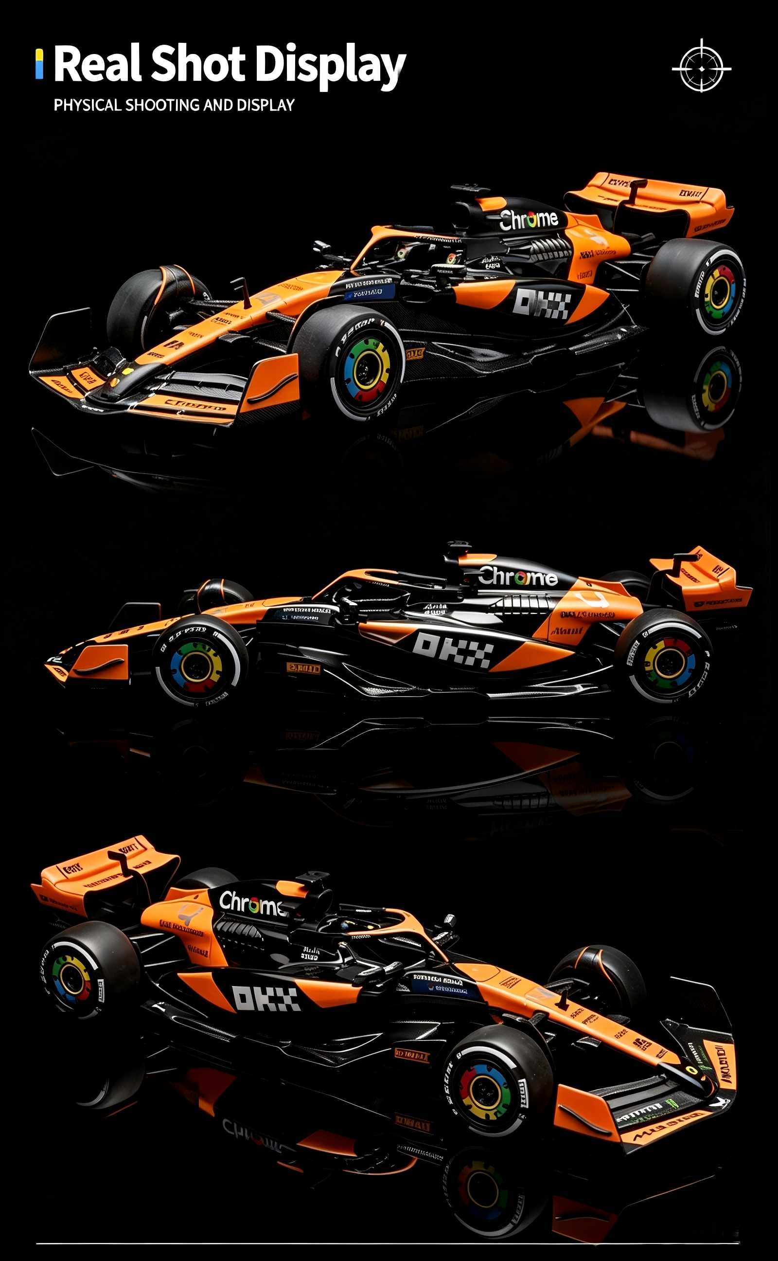 RW5218 McLaren Formula 1 MCL38 Die-Cast Model Car - 1:18 Scale, 2024 Miami Grand Prix Orange and Black Racing Livery description image 4
