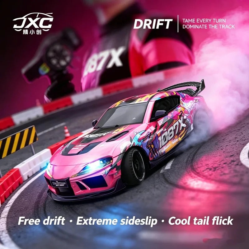 JXC Toyota Supra 1087X - 1:43 RC Drift Car, Officially Licensed 4WD Mini RC with Gyro Stabilization, Full-Proportional 2.4GHz Control, 716 Motor, LED Lights, Rechargeable Battery description image 5