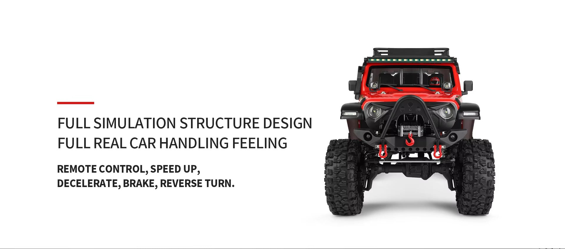 WLtoys 104006 - 1:10 4WD RC Rock Crawler, 2.4GHz Digital Display Remote, 550 Brushed Motor, 2-Speed Gearbox, Front & Rear Differential Locks, Portal Axles, Electric Winch, LED Lights & 7.4V Battery description image 6