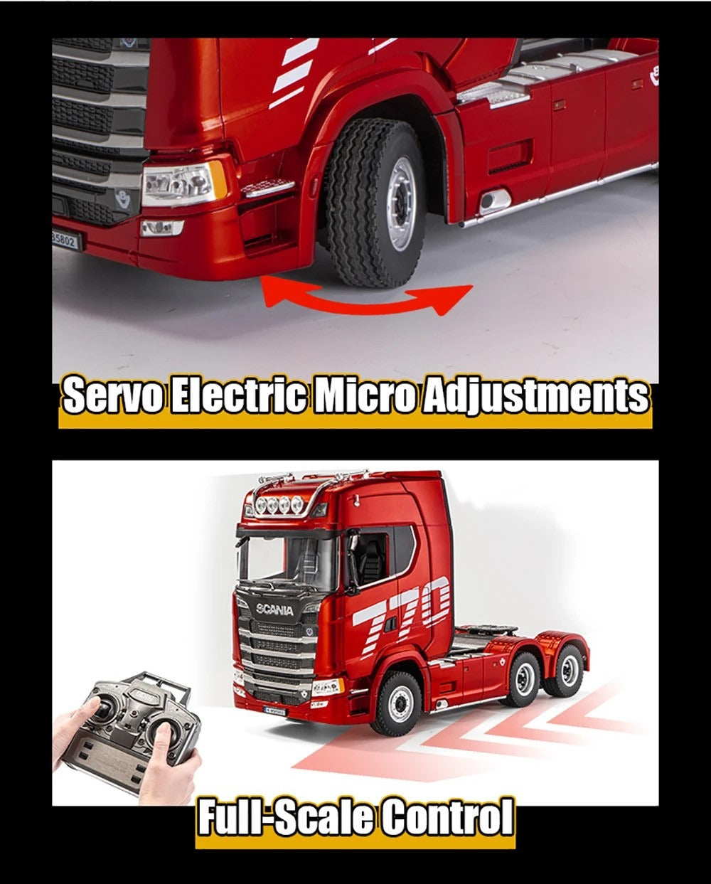 Huina 1501 Scania 770S 1:18 RC Semi Tractor Truck - 2.4GHz 19CH Officially Licensed Full Function with LED Lights & Sound RTR description image 6
