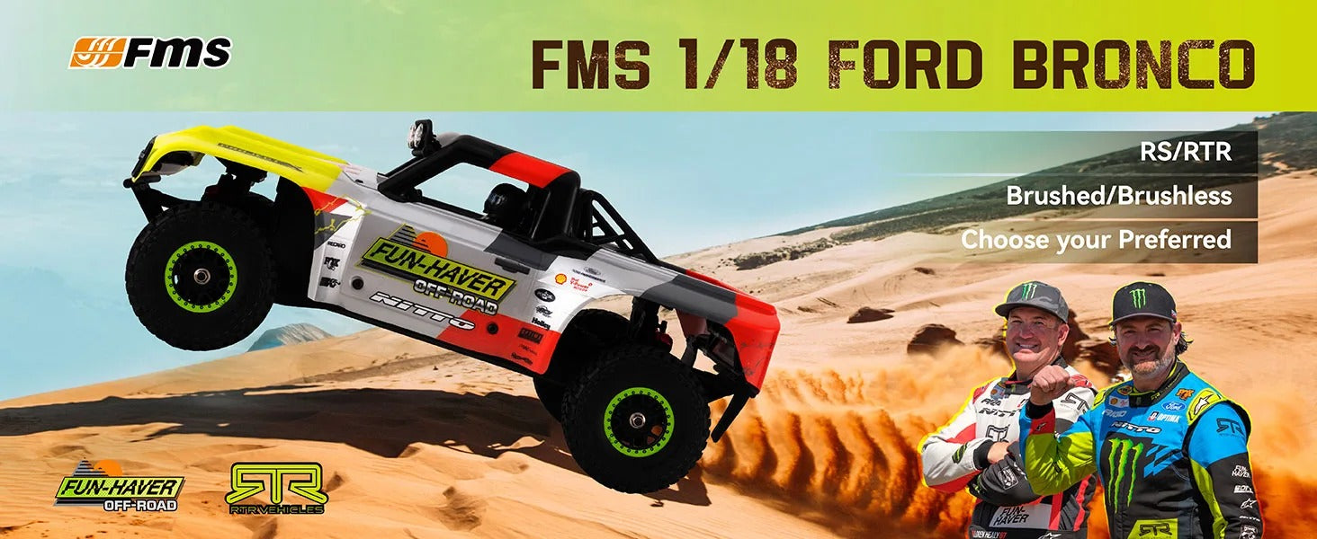 FMS 11871 RS24-BL - 1:18 Scale, Ford Bronco U4 Funhaver Brushless RC Truck, 4WD, 45 km/h, 2.4 GHz Radio, LED Lights, Off-Road Racing Design, (Battery and Charger Not Included) description image 6