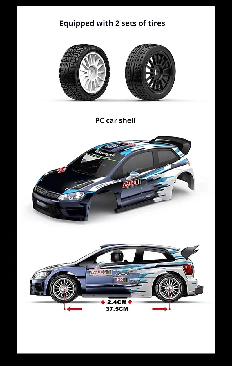 MJX Hyper Go 7304-DC Volkswagen Polo R WRC 1:7 4WD Brushless RC Rally Car, 3974 2500KV Sensored Motor, 120A ESC, 35KG Metal Servo, Metal Drivetrain, 4S 5000mAh Battery, Charger description image 6