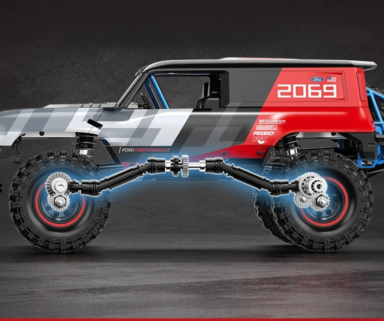 MJX Hyper Go H18P - Ford Bronco R Baja1000 1:18 4WD Brushless RC Crawler, 1606 4200KV Motor, 15A ESC, 3-Mode FWD/4WD/DIG, ABS Body, 2.4GHz 4-Channel Radio, 7.4V Battery, USB Charger & Accessories description image 6