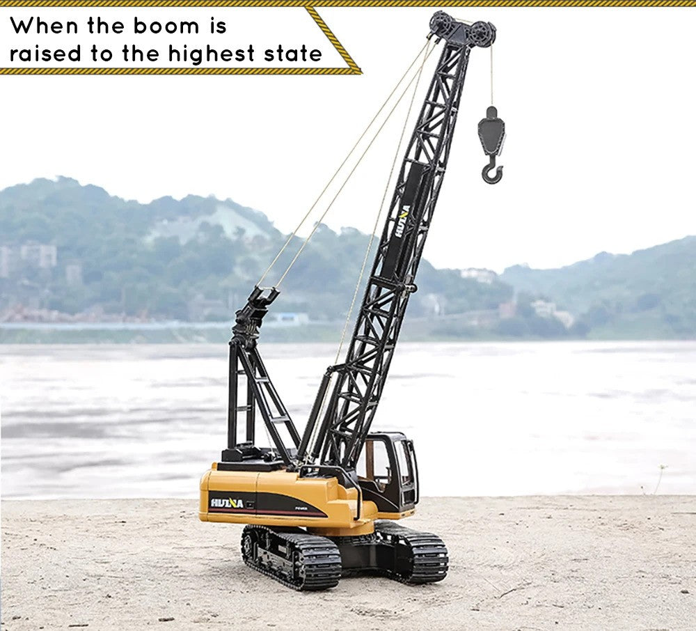 Huina 1572 - 1:14 RC Tracked Crane | 2.4GHz 15CH Alloy Construction Crawler with Grab Hook, Realistic Lights & Sound description image 6