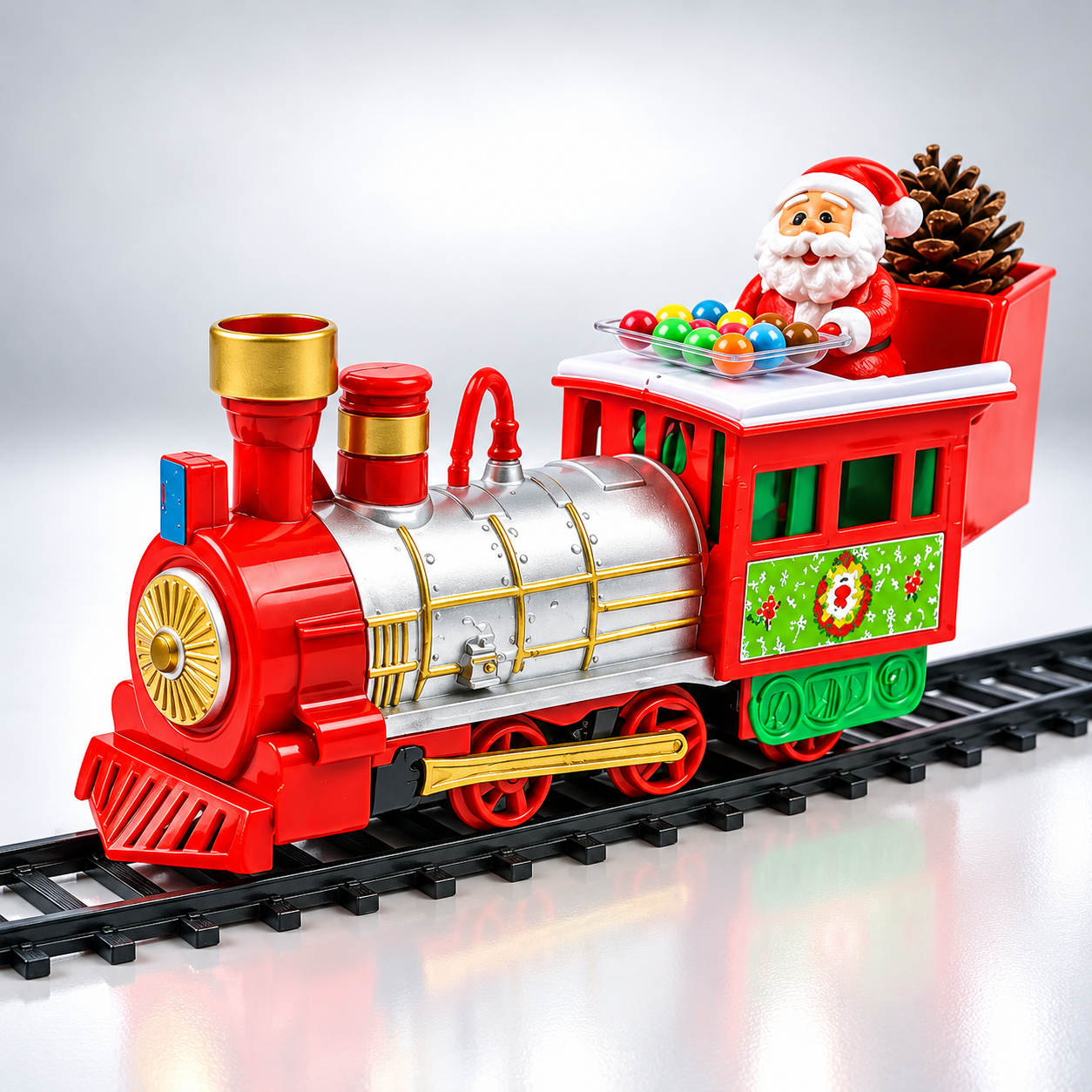 22PCS Christmas Electric Train Set with Smoke Light Sound USB Rechargeable Santa Claus Toy Railway Gift for Kids - AH099004