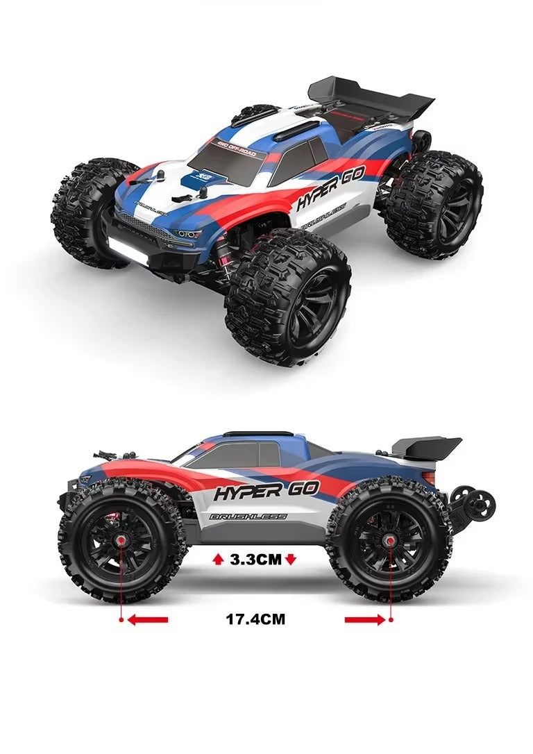 MJX Hyper Go 16212 - 1:16 4WD Brushless RC Truggy, 2845 4300KV Motor, 45A ESC, Metal Drivetrain, Oil-Filled Shocks, 17G Digital Servo, 2S 2000mAh LiPo Battery, 2.4GHz Radio, LED Lights description image 7