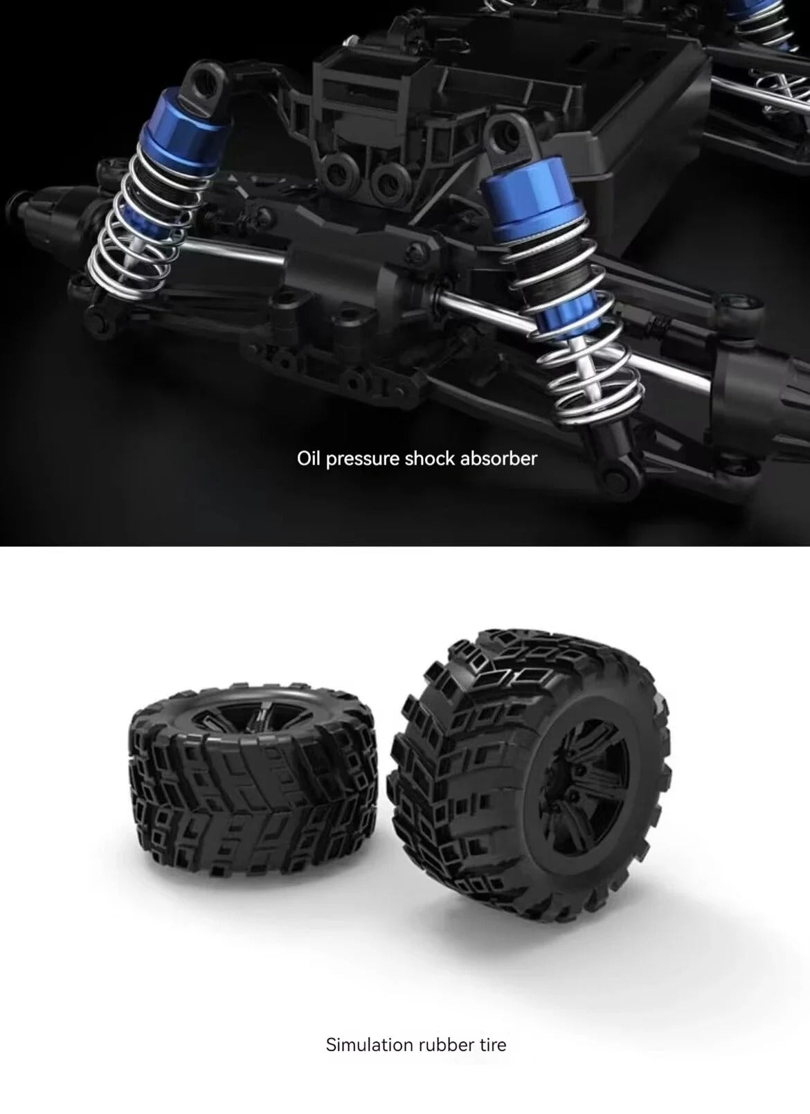 MJX Hyper Go 20208 - 1:20 4WD Brushless RC Monster Truck, 1806 4400KV Motor, 35A ESC, 39km/h, 7.4V 850mAh LiPo Battery, Oil-Filled Shocks, Metal Differential, 2.4GHz Radio, LED Lights description image 7