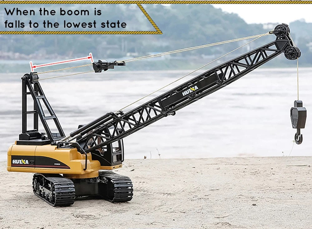 Huina 1572 - 1:14 RC Tracked Crane | 2.4GHz 15CH Alloy Construction Crawler with Grab Hook, Realistic Lights & Sound description image 7