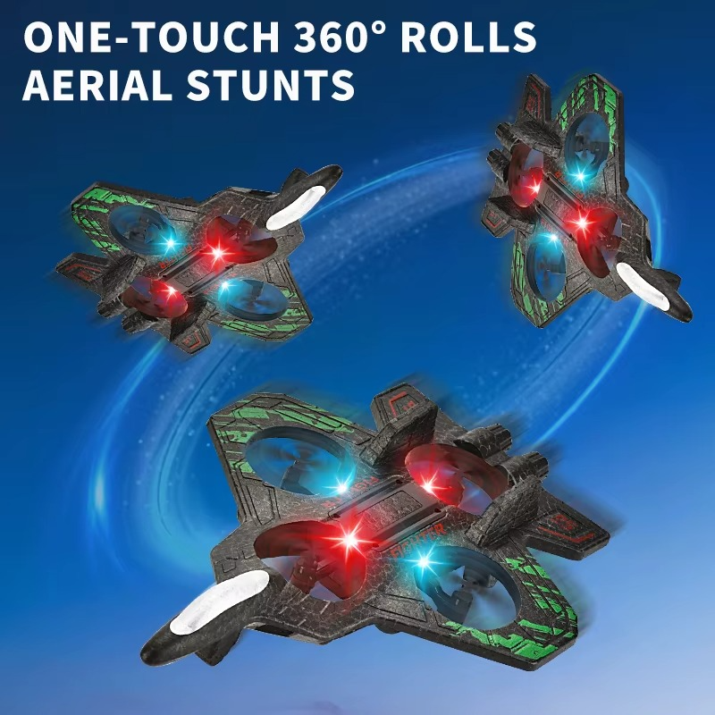 E35 RC Fighter Plane with LED Lights | 2.4GHz Remote Control Flying Jet Toy