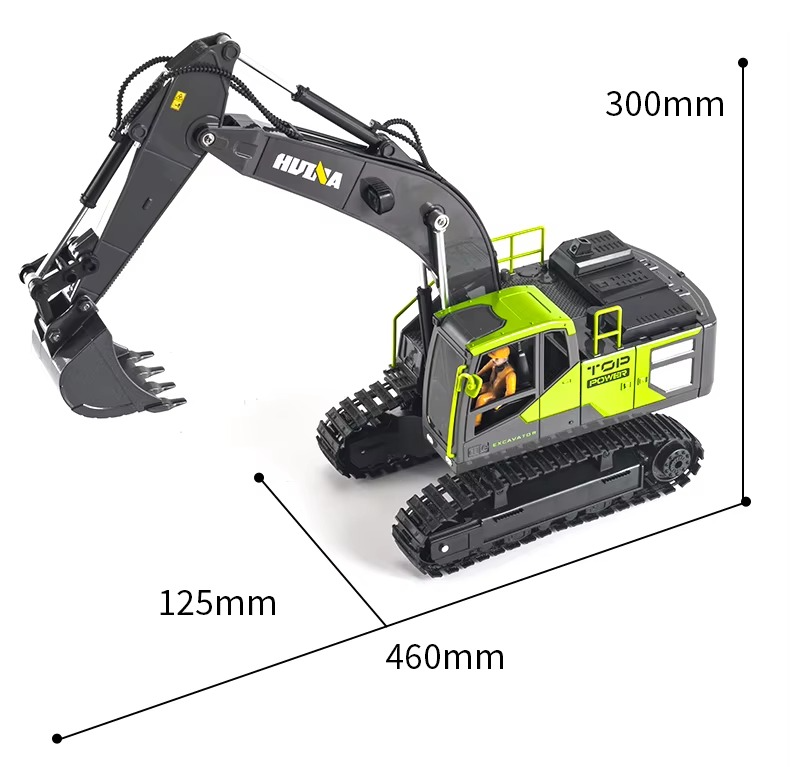 Huina 1661 - 1:18 RC Excavator | 2.4GHz 13CH Semi-Alloy Construction Digger with Alloy Bucket, Realistic Lights & Sound description image 13