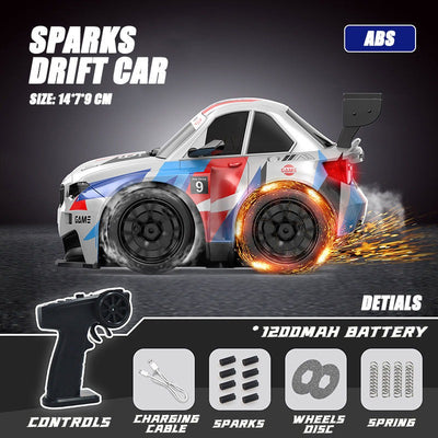 SM4 BMW M4 - Short Axis Spark Drift RC Car 2.4GHz Remote Control Racing Car with LED Lights, Spark Effect, Drift Tires, Rechargeable High Speed RC Car for Kids - alternate view