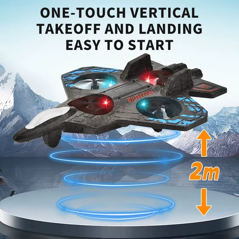 E35 RC Fighter Plane with LED Lights | 2.4GHz Remote Control Flying Jet Toy