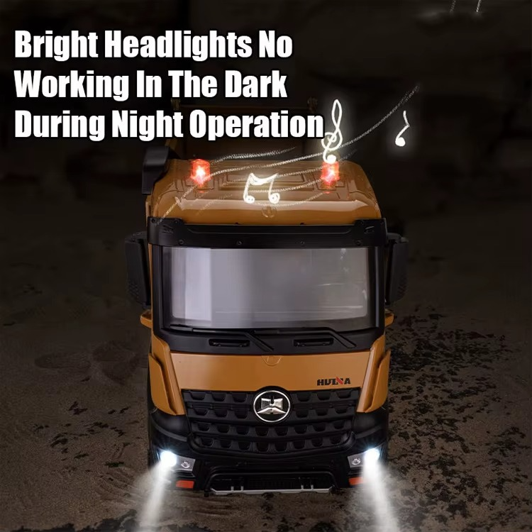 Huina 1536 1:14 RC Dump Truck | 12CH 8-Wheel Alloy Remote Control Construction Vehicle, Heavy Duty Engineering Truck Toy with 2.4GHz Control & Rechargeable Battery