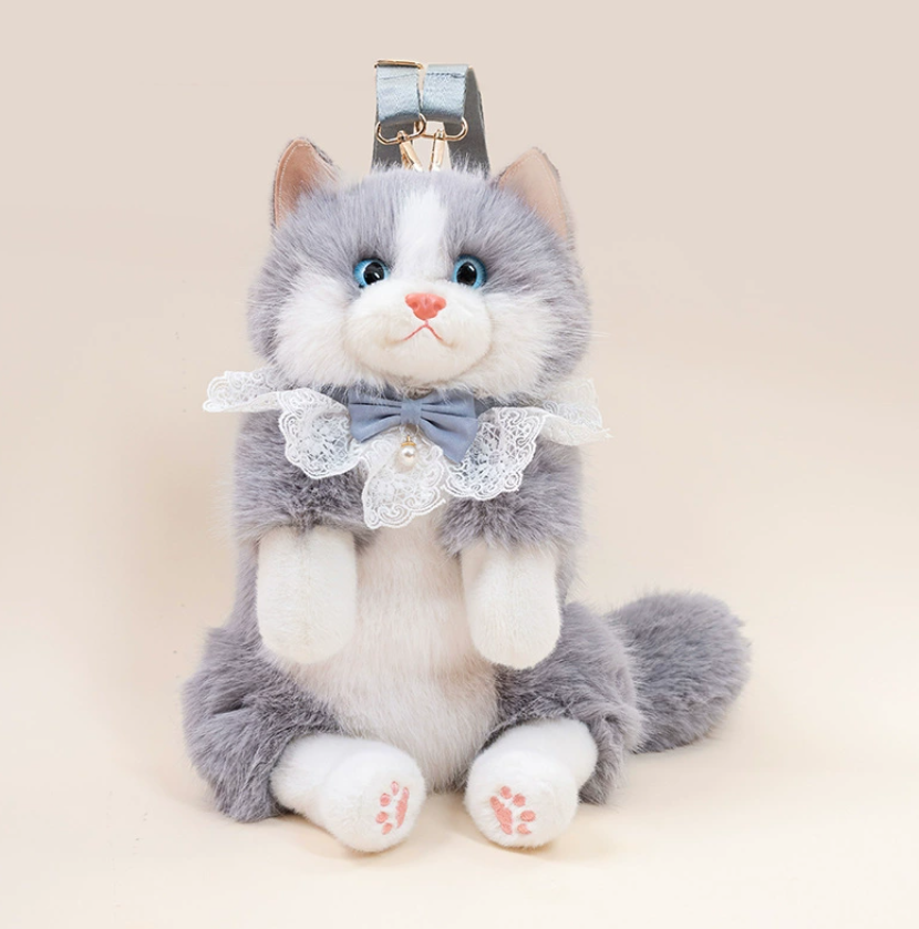 Realistic Ragdoll Cat Plush Backpack | Cute Soft Toy Cat Shoulder Bag with Adjustable Straps | Animal Backpack for Girls, Kids & Cat Lovers
