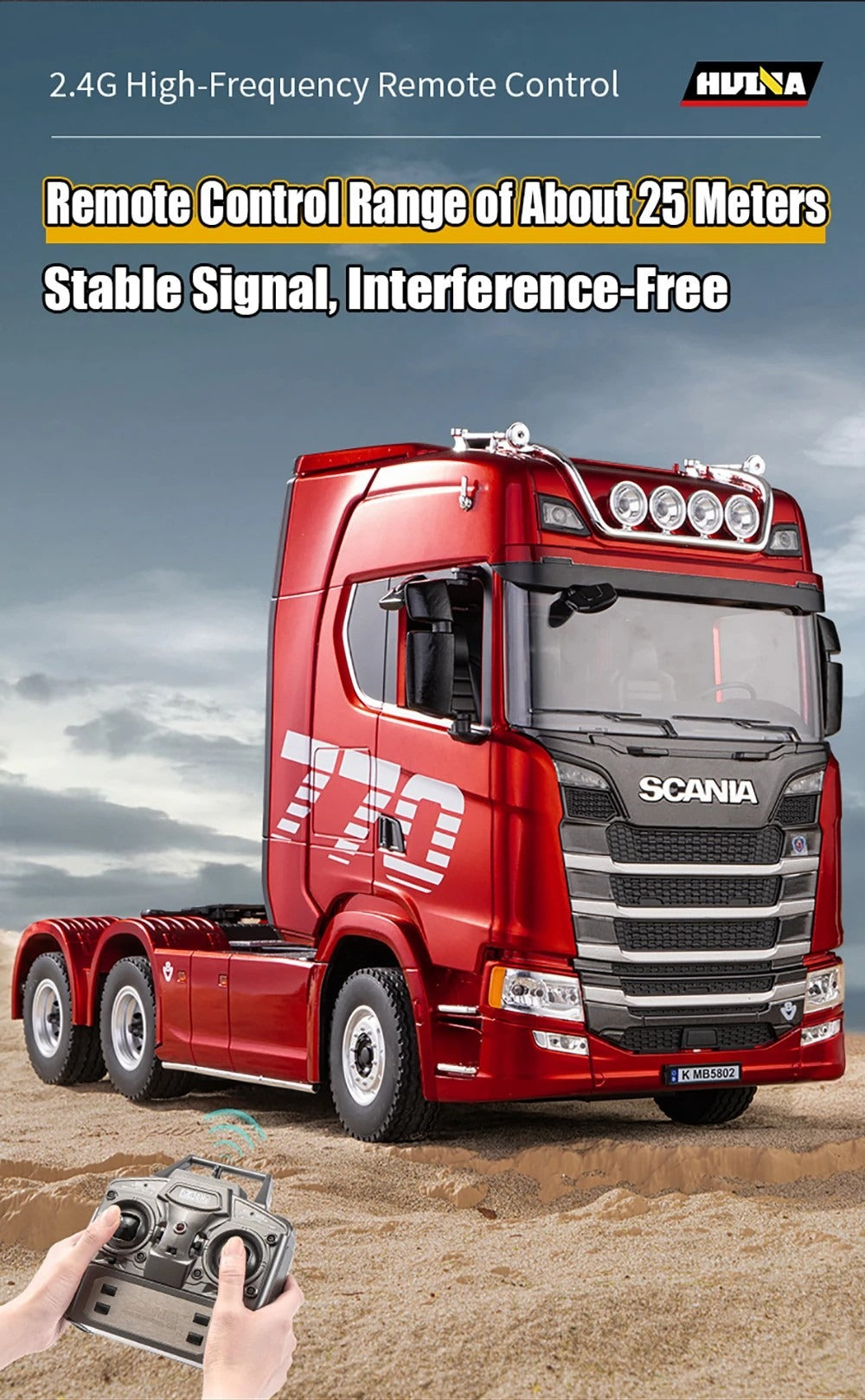 Huina 1501 Scania 770S 1:18 RC Semi Tractor Truck - 2.4GHz 19CH Officially Licensed Full Function with LED Lights & Sound RTR description image 10