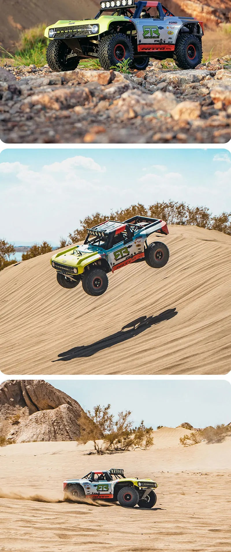 FMS 10702 RS25 - 1:7 Scale Ford Bronco U4 Funhaver 2025 Brushless RC Truck, 4WD, 80 km/h, 1600KV Motor, 150A ESC, Gyro Radio, LED Lights (Battery and Charger Not Included) description image 10