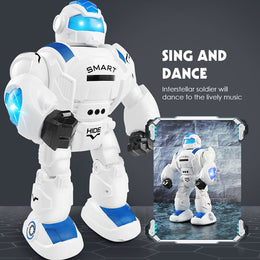Smart Remote Control Humanoid Robot Toy with Gesture Sensing Music LED Lights Disc Shooting Interactive Walking Robot for Kids secondary