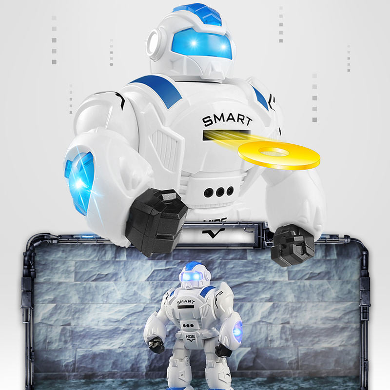 Smart Remote Control Humanoid Robot Toy with Gesture Sensing Music LED Lights Disc Shooting Interactive Walking Robot for Kids