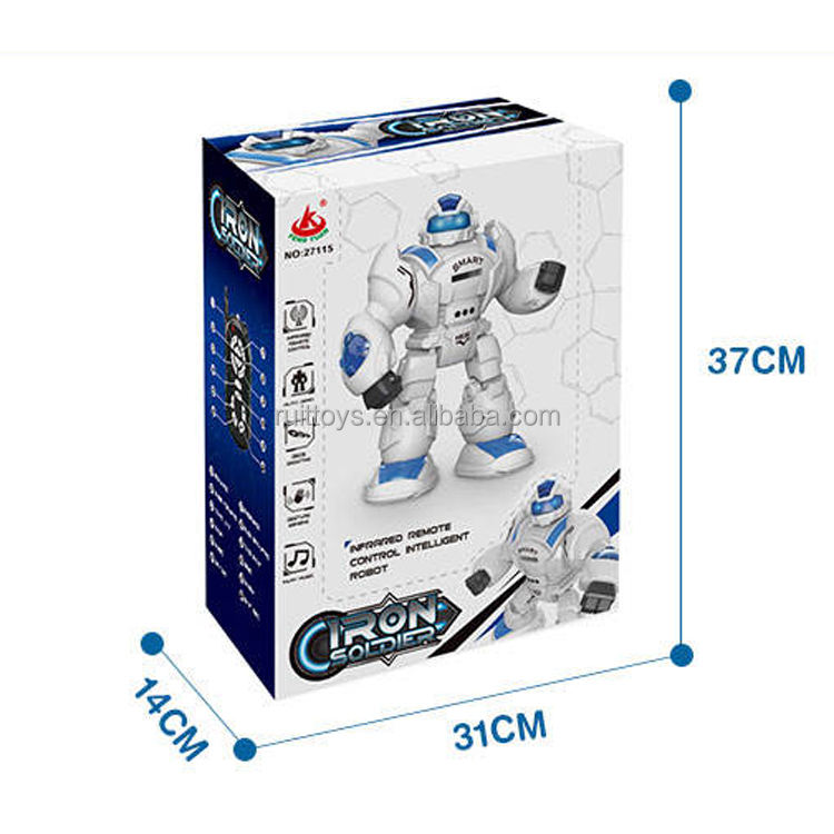 Smart Remote Control Humanoid Robot Toy with Gesture Sensing Music LED Lights Disc Shooting Interactive Walking Robot for Kids