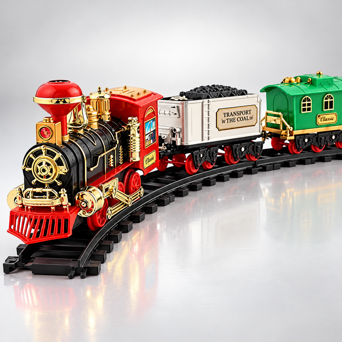 ChooChoo Super 19020B Electric Train Set with Track, Classic Steam Locomotive, Passenger, Coal & Tanker Coaches, Realistic Smoke, Sound & Lights, Circular Railway Track Toy for Kids 3+