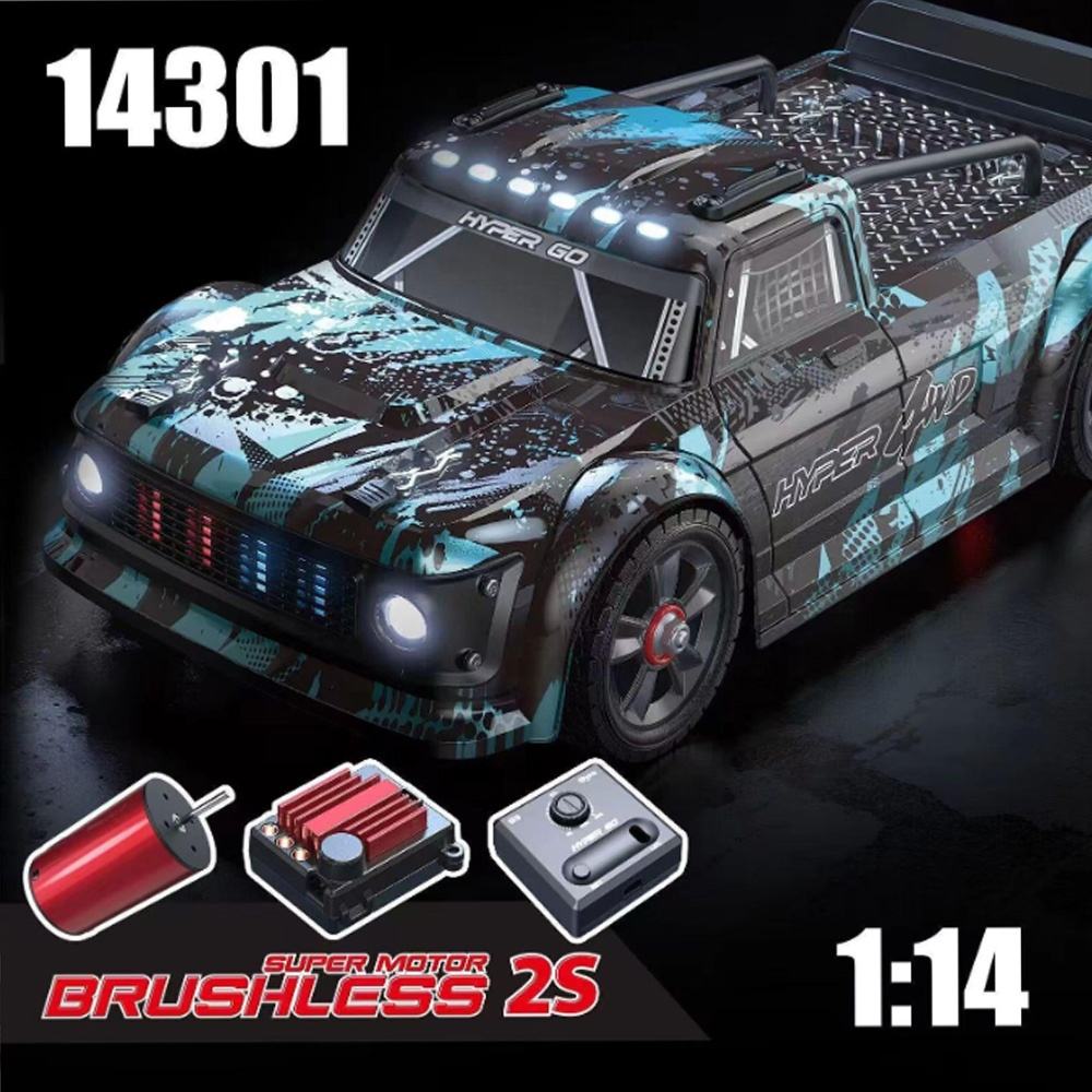 MJX Hyper Go 14301 - 1:14 4WD Brushless RC Rally Drift Car with Gyro Stabilization, Dual Tires & 55km/h Performance