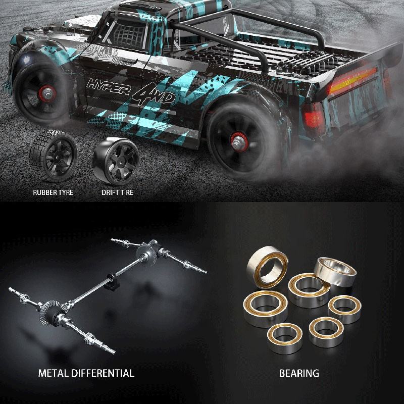MJX Hyper Go 14301 - 1:14 4WD Brushless RC Rally Drift Car with Gyro Stabilization, Dual Tires & 55km/h Performance