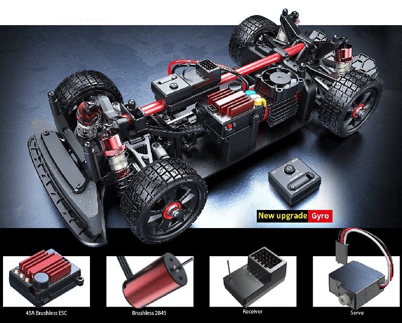 MJX Hyper Go 14301 - 1:14 4WD Brushless RC Rally Drift Car with Gyro Stabilization, Dual Tires & 55km/h Performance