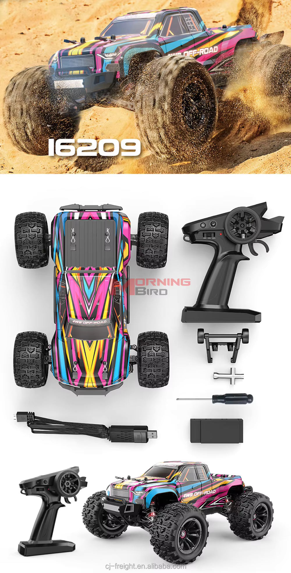 MJX HYPER GO 1/16 4WD OFF-ROAD BRUSHLESS 2S RC MONSTER TRUCK 16209 description image 1