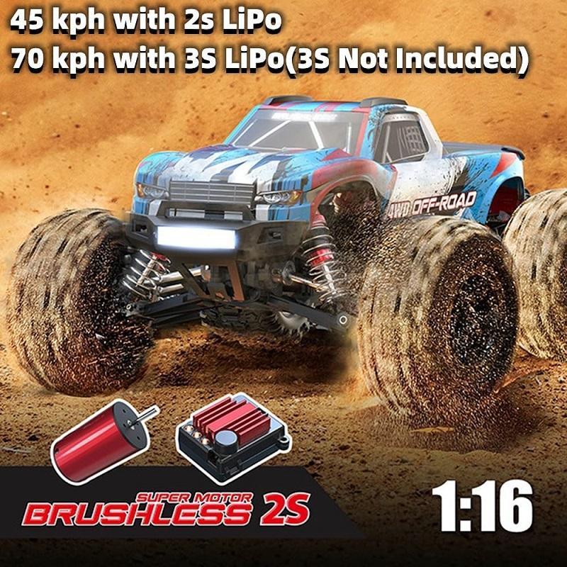 MJX Hyper Go 16209 - 1:16 Brushless RC Monster Truck | 4WD 2.4GHz High-Speed Off-Road Racing Car with Oil-Filled Shocks