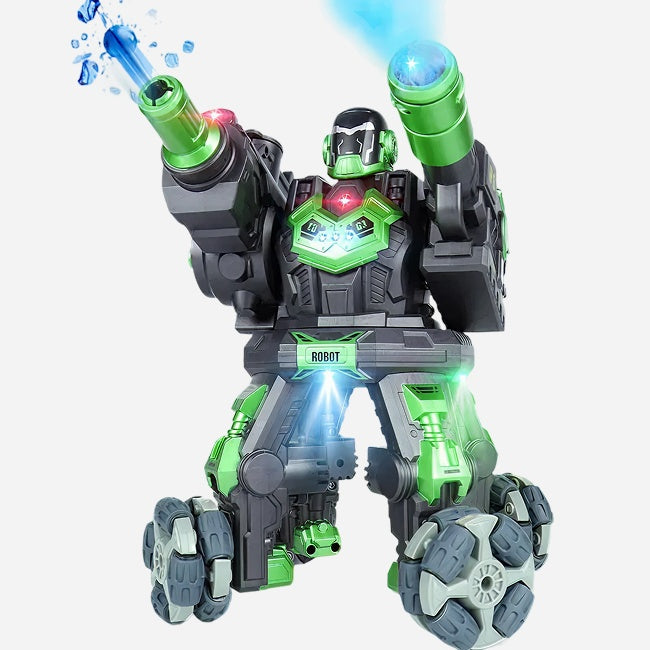 Smart Remote Control Water Bomb Shooting Robot Toy Interactive RC Battle Robot with Lights Stunt Action Gel Blaster Combat Toy for Kids