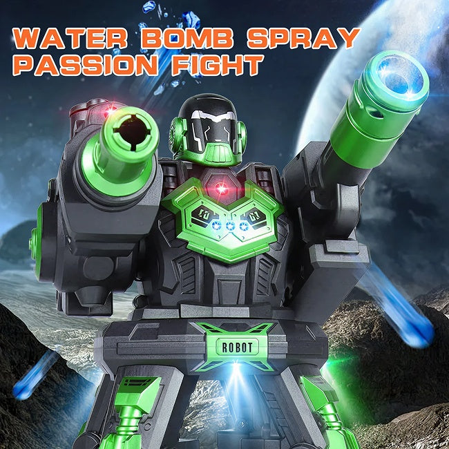 Smart Remote Control Water Bomb Shooting Robot Toy Interactive RC Battle Robot with Lights Stunt Action Gel Blaster Combat Toy for Kids