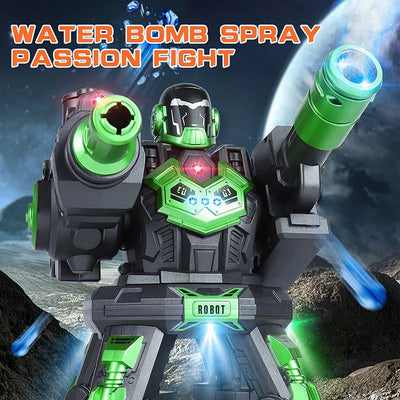 Smart Remote Control Water Bomb Shooting Robot Toy Interactive RC Battle Robot with Lights Stunt Action Gel Blaster Combat Toy for Kids - alternate view
