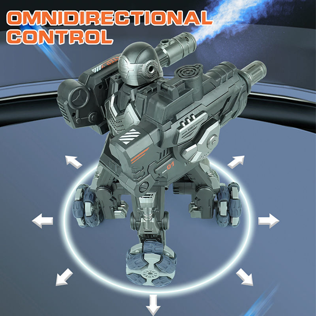 Smart Remote Control Water Bomb Shooting Robot Toy Interactive RC Battle Robot with Lights Stunt Action Gel Blaster Combat Toy for Kids