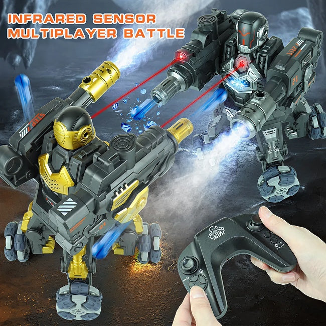 Smart Remote Control Water Bomb Shooting Robot Toy Interactive RC Battle Robot with Lights Stunt Action Gel Blaster Combat Toy for Kids