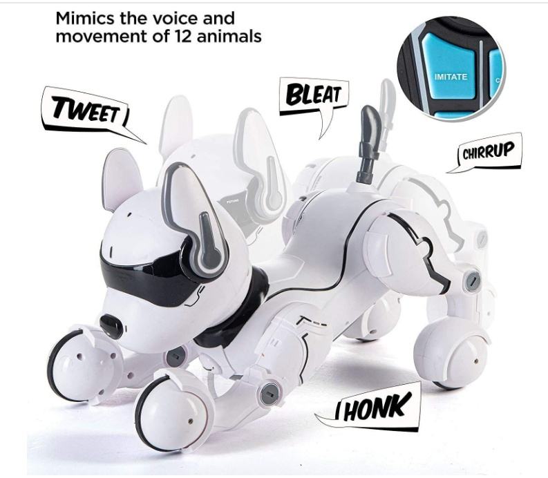Interactive Voice Mimic Robot Dog Toy Electronic Pet Imitates 12 Animal Sounds Movements Smart Walking Robot Toy for Kids