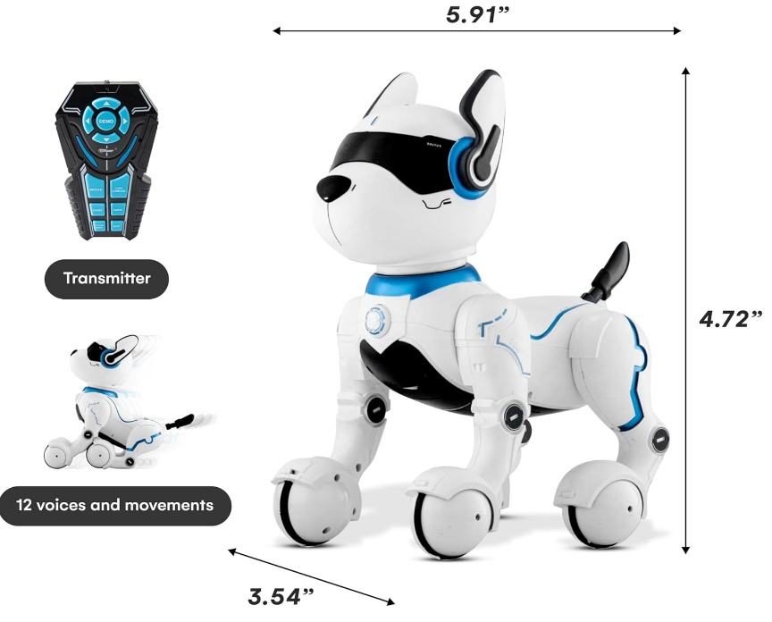 Interactive Voice Mimic Robot Dog Toy Electronic Pet Imitates 12 Animal Sounds Movements Smart Walking Robot Toy for Kids