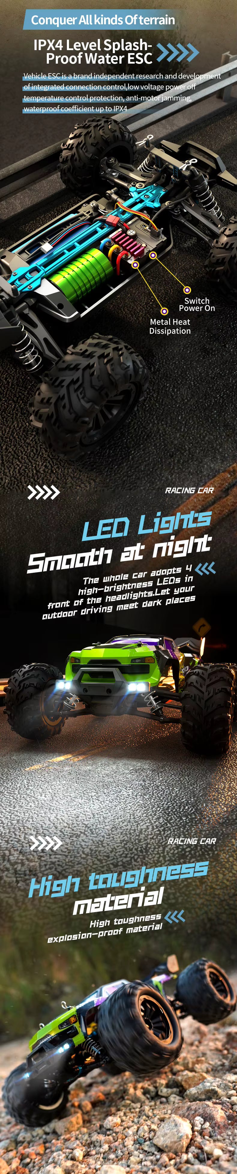 Beast SG116-PRO Brushed Rc Car 1/16 4wd High Speed 40km/h Racing Car Vehicle Toys for Kids 35 Mins Racing Time Sg116 description image 5