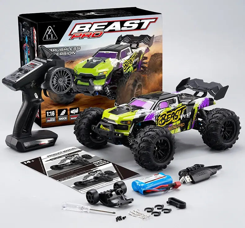 ZLL Beast SG116 PRO - 1:16 4WD High-Speed RC Monster Truck, 2.4GHz Full Proportional Off-Road Racing Car with LED Lights