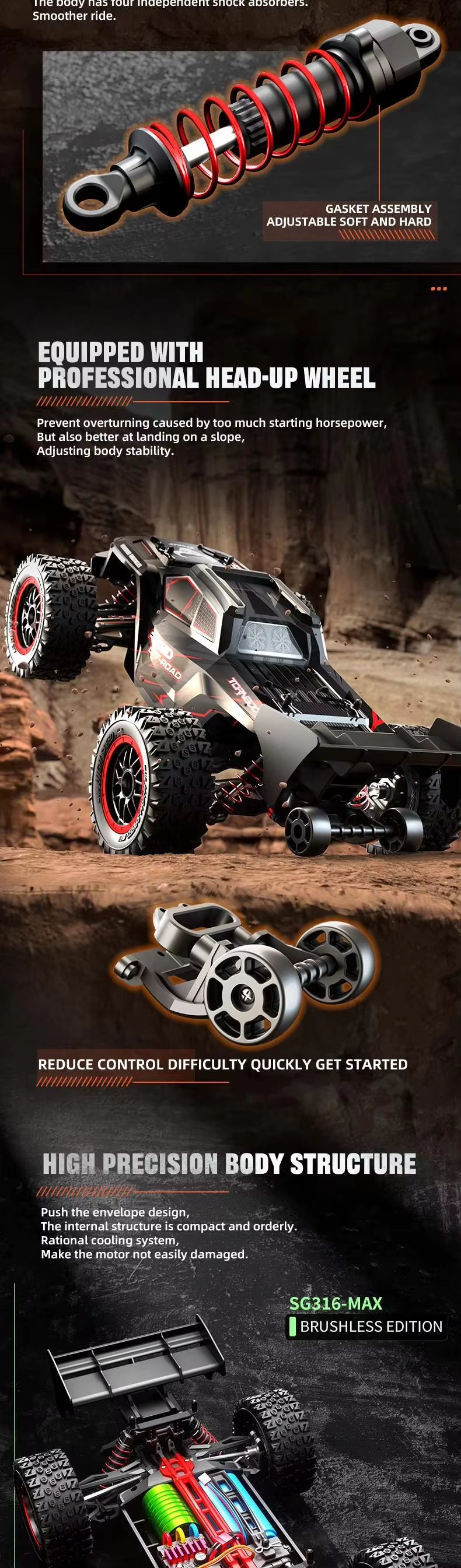 Beast SG316-MAX 4WD Offroad 4X4 High Speed RC Car description image 3