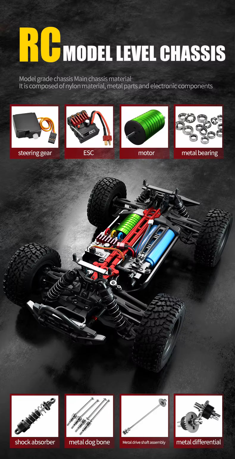 SCY 16103 1:16 Scale 2.4GHz Remote Control 38Km/h High Speed RC Cars with LED Lights Truck Off-Road Car description image 4