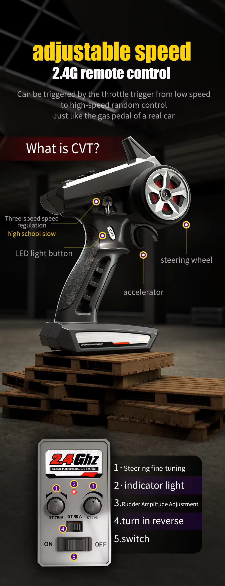 SCY 16103 1:16 Scale 2.4GHz Remote Control 38Km/h High Speed RC Cars with LED Lights Truck Off-Road Car description image 6