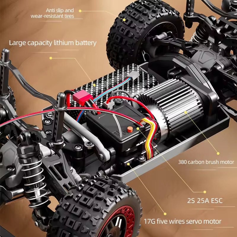 SCY 18103 - 1:18 RC All-Terrain Racing Truck | 4WD 2.4GHz High-Speed Off-Road Vehicle with LED Lights & Metal Parts