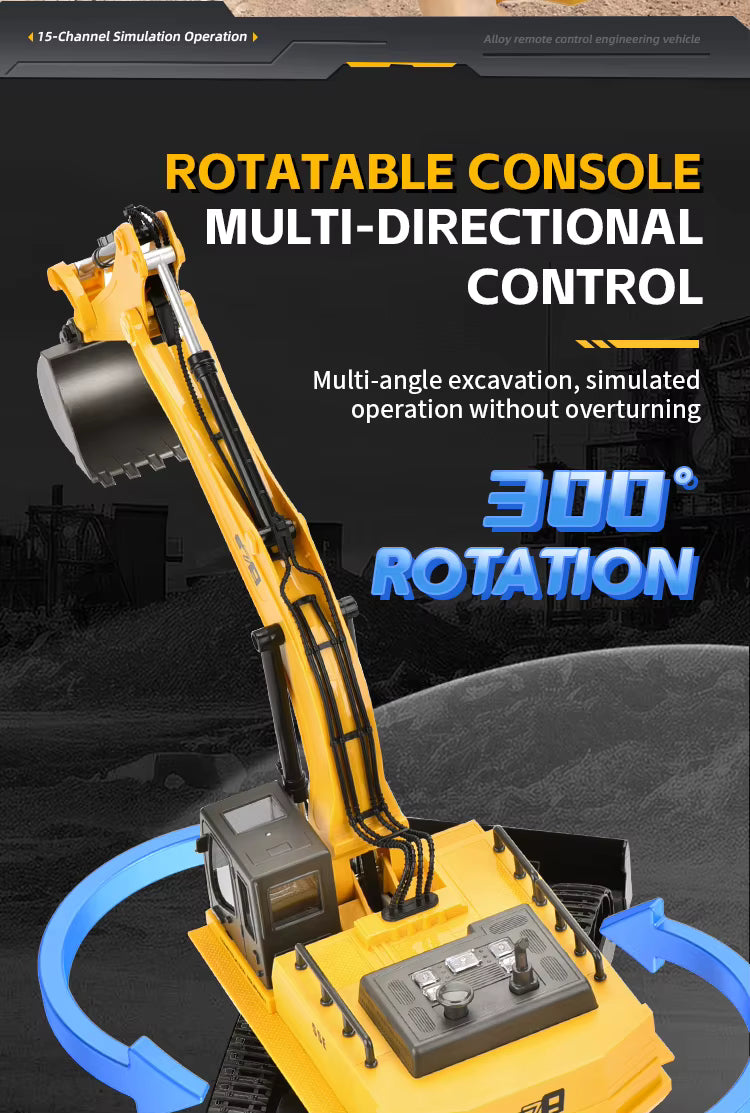 15 Channel 2.4G Remote Control Alloy Track Excavator description image 5