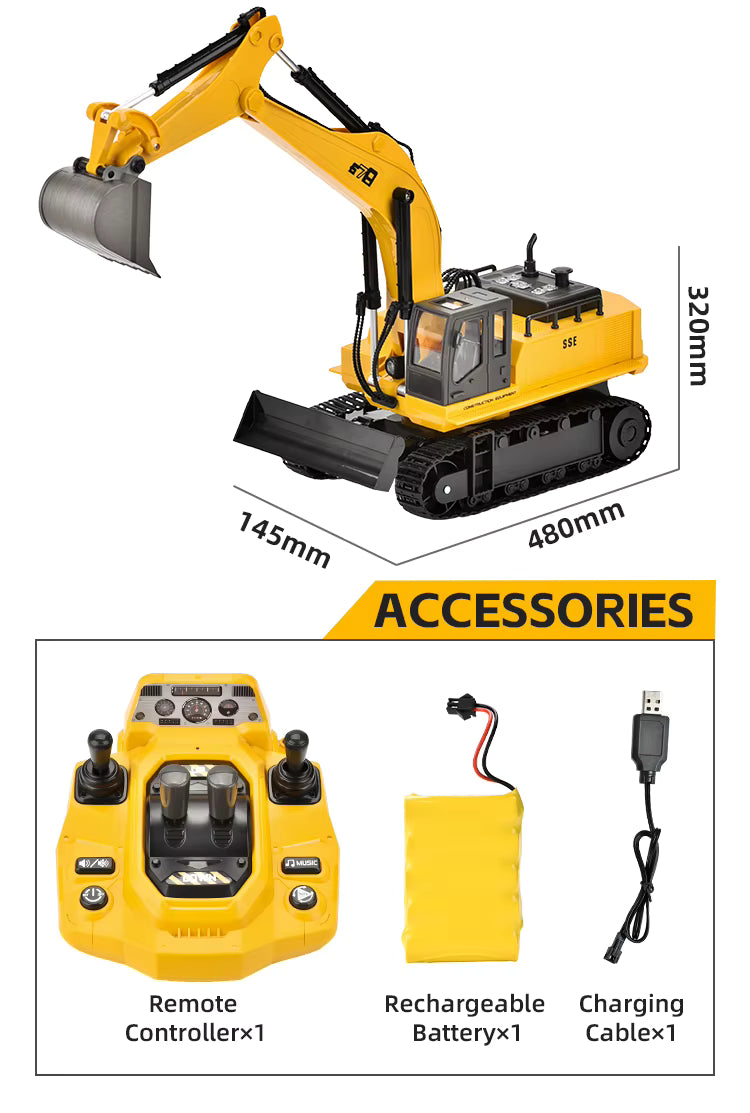 15 Channel 2.4G Remote Control Alloy Track Excavator description image 6