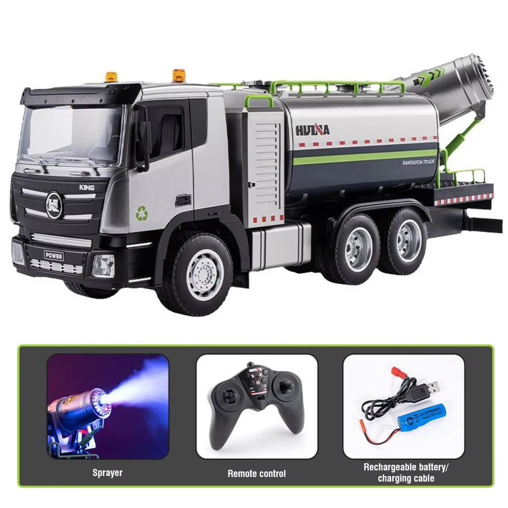 Huina 1316 - 1:18 RC Mist Cannon Truck | 2.4GHz 9CH Semi-Alloy Anti-Smog Sanitation Vehicle with Realistic Mist Spray Function RTR