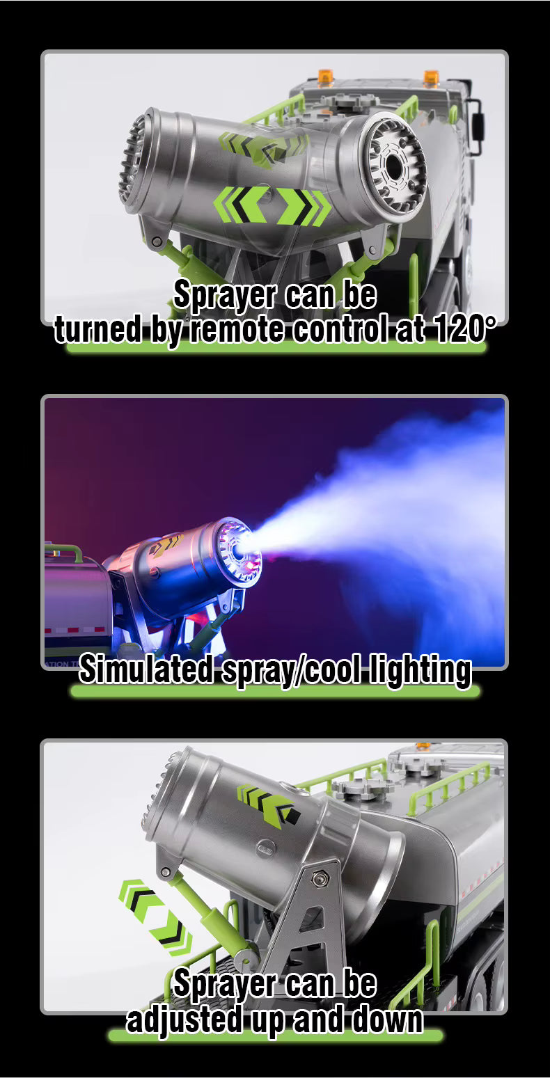 Huina 1316 1/18 Semi-alloy RC Mist Cannon Truck 2.4G 9CH Anti-smog Vehicles description image 4