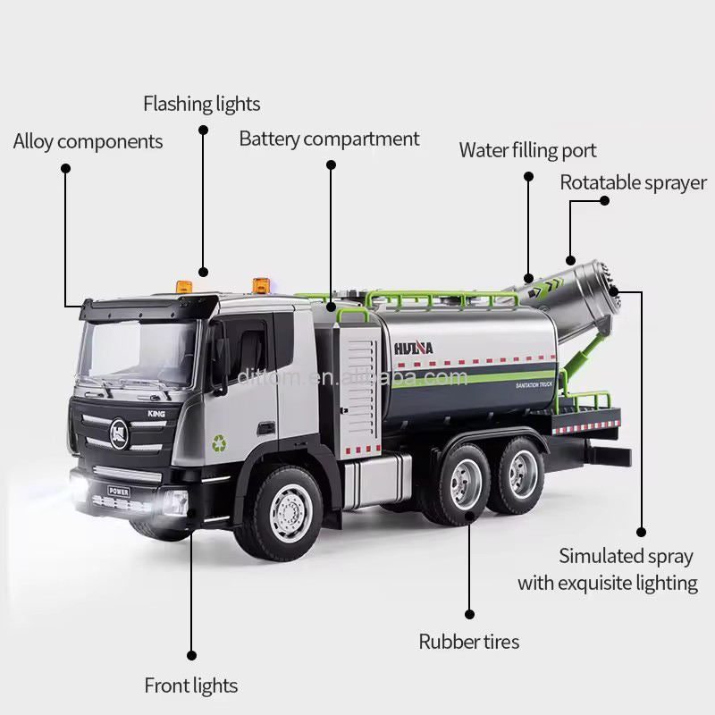 Huina 1316 - 1:18 RC Mist Cannon Truck | 2.4GHz 9CH Semi-Alloy Anti-Smog Sanitation Vehicle with Realistic Mist Spray Function RTR